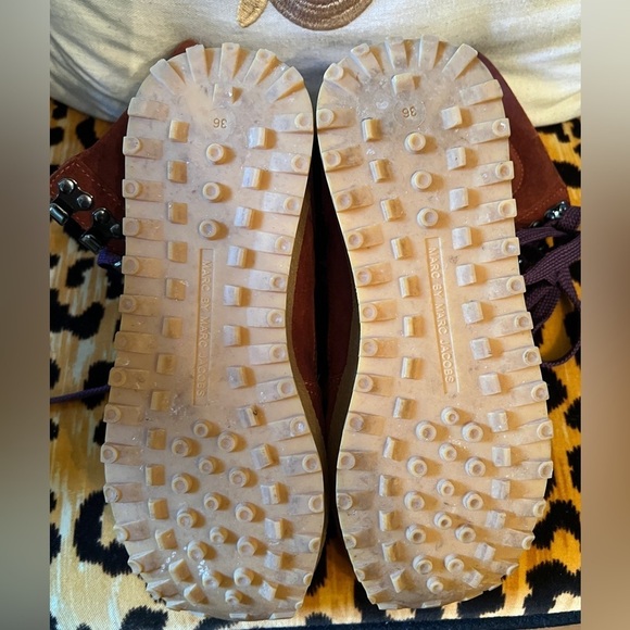 MARC BY MARC JACOBS Lace Up Boots Suede Boots Purple and Orangish Brown Goretex - Picture 10 of 12